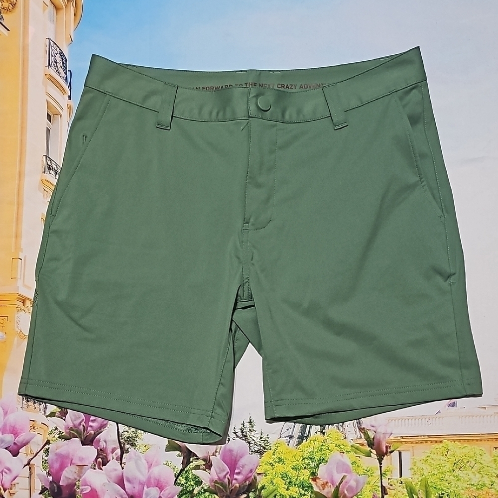 RHONE Men's Flat Front Performance Shorts in Green